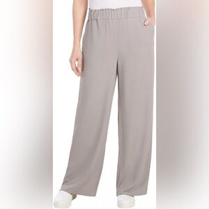 HILLARY RADLEY Wide-Leg Crinkle Pants L Light Gray EUC